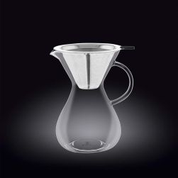 Кана за кафе с метален филтър Wilmax Thermo Glass 500 мл (