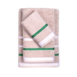 Комплект 3 кърпи за баня Benetton Casa в бежово и зелено райе