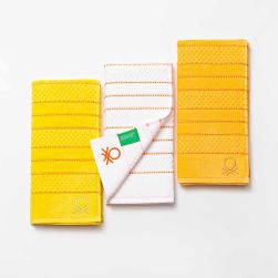 Комплект 3 кухненски кърпи Benetton Casa 50x70 см бяла, оранжева, жълта