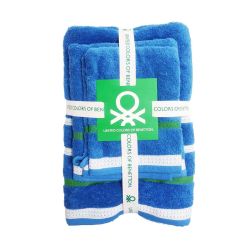 Комплект кърпи и ръкавици кисе за баня Benetton Casa 4 броя синьо