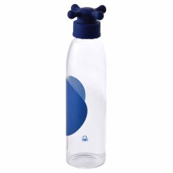 Стъклена бутилка за вода Benetton Casa 500 мл със синя капачка тип кранче