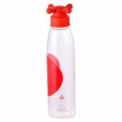 Стъклена бутилка за вода Benetton Casa 500 мл с червена капачка тип кранче