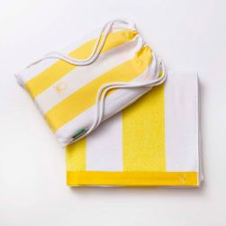 Комплект плажна кърпа и раница Benetton Casa Picnic 90х160 см жълто и бяло 
