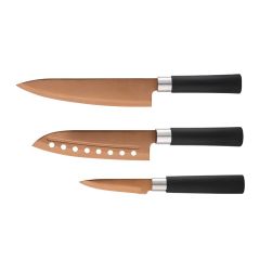 Комплект от 3 ножа с титаниево покритие Samurai Copper