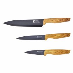 Комплект 3 ножа с незалепващо покритие Bergner Earth Black