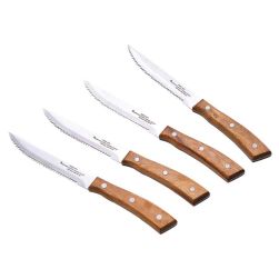 Сет 4 ножа за стек с акациева дръжка Masterpro Smart