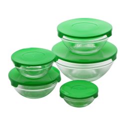 Комплект 10 стъклени купи със зелени капаци Renberg Twister