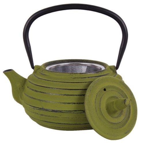 Чугунен чайник с цедка 700мл зелен - 2