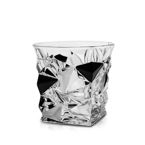 Кристални чаши за уиски Bohemia 1845 Glacier Matt Fond and Black Lister 6 броя 350ml  - 1