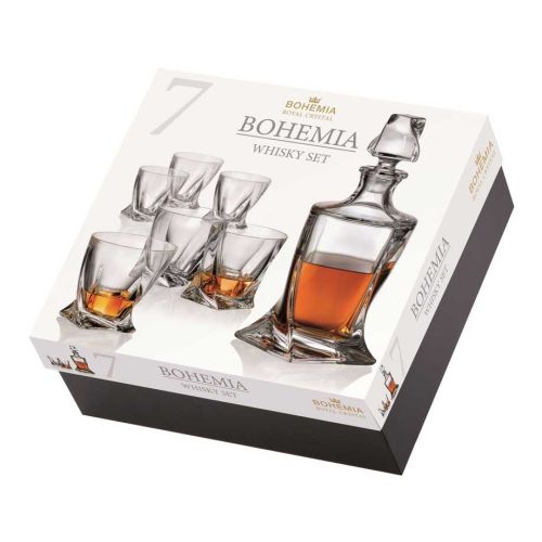 Комплект за уиски Bohemia Quadro, 7 части - 2