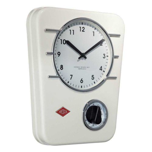 Стенен часовник с таймер Wesco Classic Line бял - 1