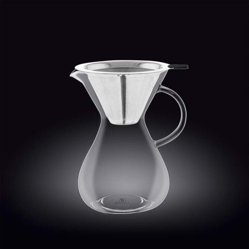 Кана за кафе с метален филтър Wilmax Thermo Glass 500 мл ( - 1