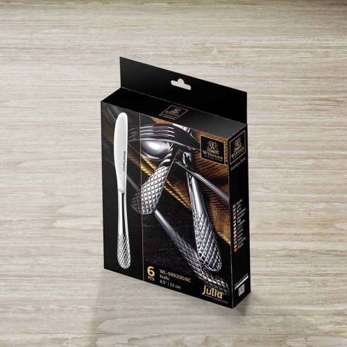 Комплект основни ножове за хранене Wilmax Julia Silver 22 см 6 броя - 2