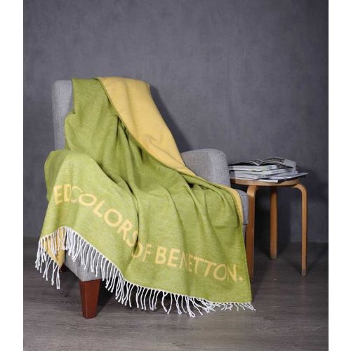 Одеяло с две лица Benetton casa 140х190 см в зелено и жълто - 6