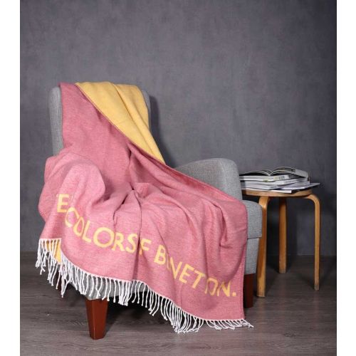 Одеяло с две лица Benetton casa 140х190 см в розово и жълто  - 3