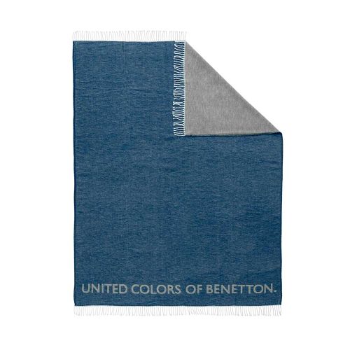 Одеяло с две лица Benetton casa 140х190 см в синьо и сиво - 4