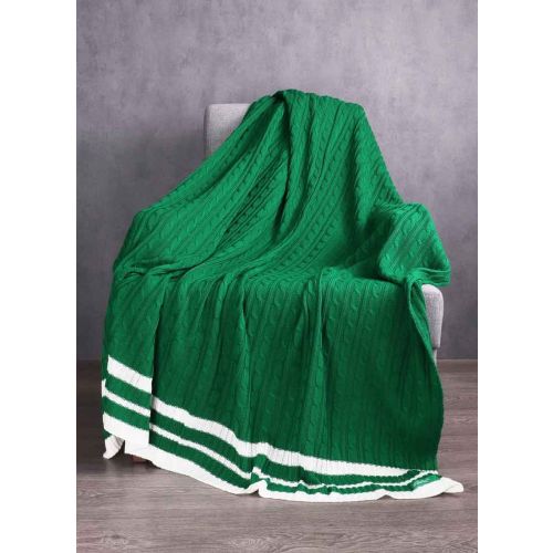 Плетено одеяло Benetton casa 140х190 см в зелено - 3