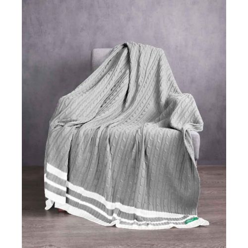 Плетено одеяло Benetton casa 140х190 см в сиво - 3