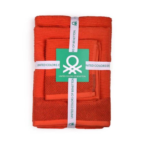 Комплект 3 кърпи за баня Benetton Casa в червено - 2