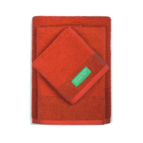 Комплект 3 кърпи за баня Benetton Casa в червено - 1