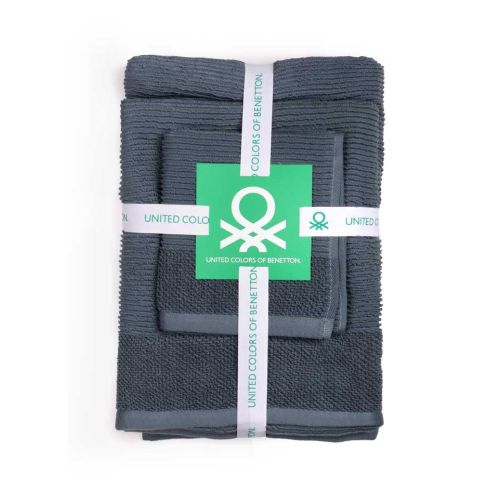 Комплект 3 кърпи за баня Benetton Casa в тъмно сиво - 2