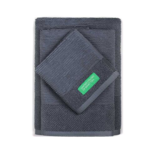 Комплект 3 кърпи за баня Benetton Casa в тъмно сиво - 1