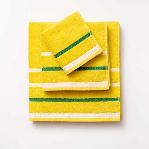 Комплект 3 кърпи за баня Benetton Casa в жълто с ивици - 1