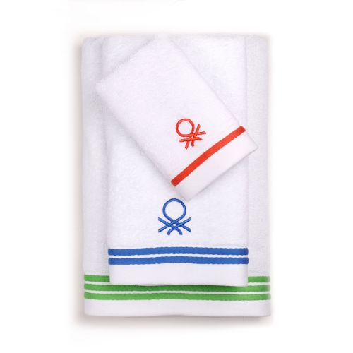 Комплект 3 кърпи за баня Benetton Casa в бяло - 1
