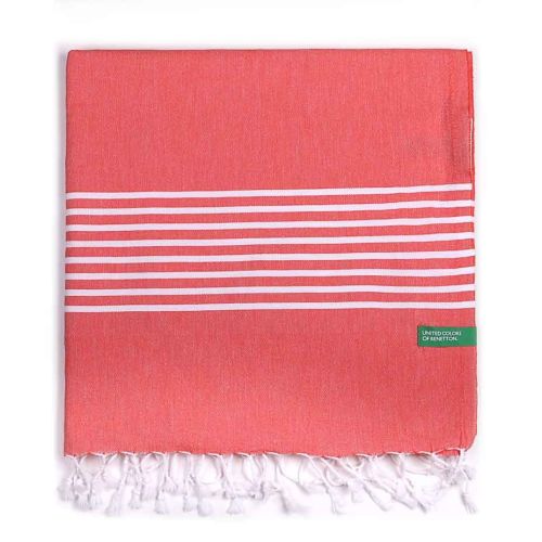 Лека плажна кърпа с ресни Benetton Casa 80x165 см в червено - 1