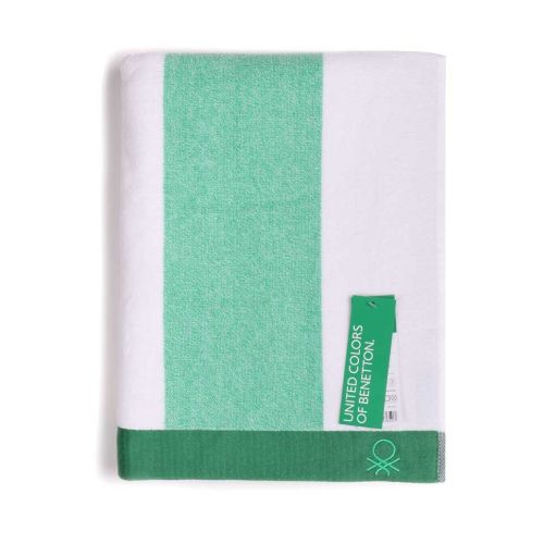 Плажна кърпа Benetton Casa 90x160 см бяло и зелено - 1