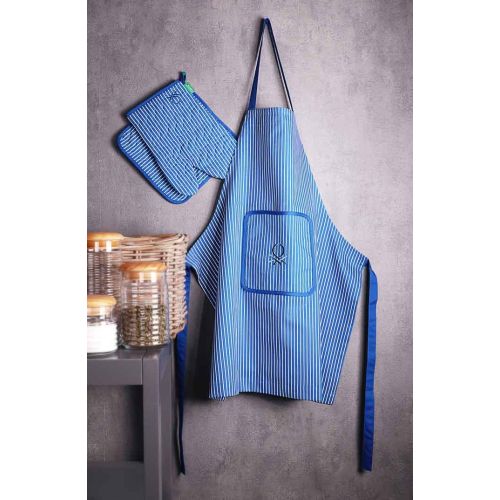 Комплект кухненска престилка, ръкавица ръкохватка Benetton Casa синьо райе - 3