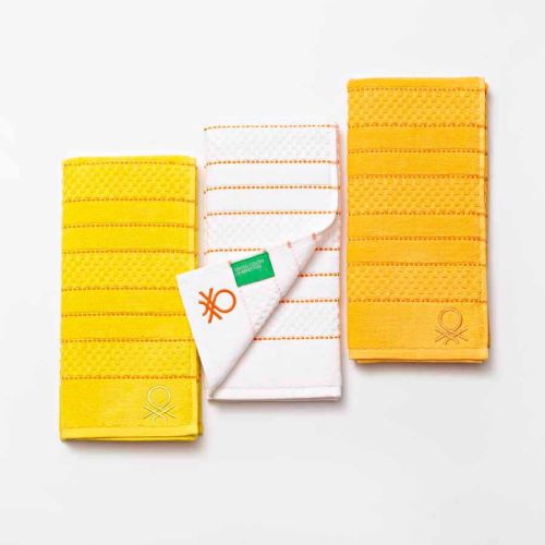 Комплект 3 кухненски кърпи Benetton Casa 50x70 см бяла, оранжева, жълта - 1