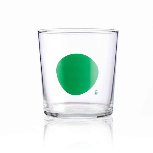 Комплект 4 стъклени чаши Benetton Casa 345 мл зелени и сини точки - 2