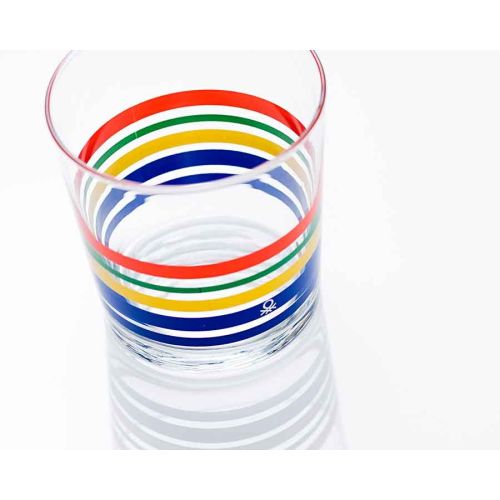 Комплект 4 стъклени чаши Benetton Casa 345 мл с цветни ивици - 6