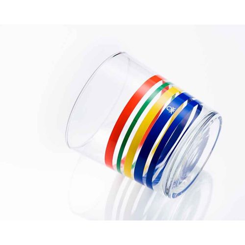 Комплект 4 стъклени чаши Benetton Casa 345 мл с цветни ивици - 3