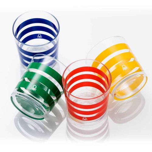 Комплект 4 стъклени чаши Benetton Casa 345 мл в 4 цвята - 4