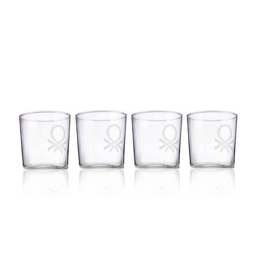 Комплект 4 стъклени чаши Benetton Casa 345 мл лого - 1