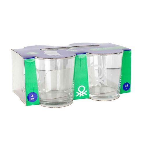 Комплект 4 стъклени чаши Benetton Casa 345 мл лого - 4