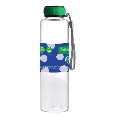 Стъклена бутилка за вода Benetton Casa 550 мл зелена капачка - 2