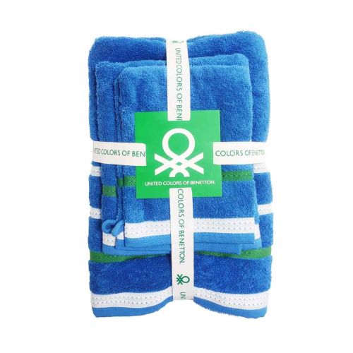 Комплект кърпи и ръкавици кисе за баня Benetton Casa 4 броя синьо - 1