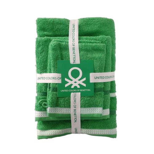 Комплект кърпи и ръкавици кисе за баня Benetton Casa 4 броя зелено - 1