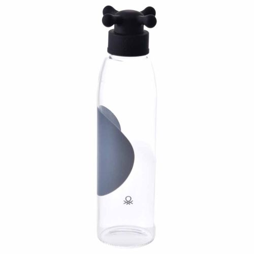 Стъклена бутилка за вода Benetton Casa 500 мл с черна капачка тип кранче - 1