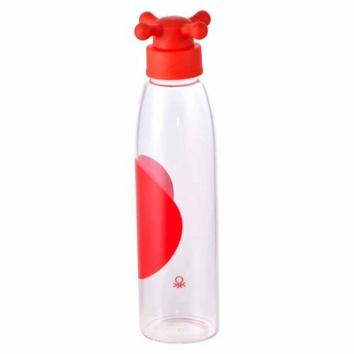 Стъклена бутилка за вода Benetton Casa 500 мл с червена капачка тип кранче - 1