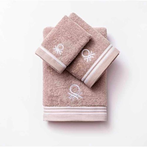 Комплект 3 кърпи за баня с лого Benetton Casa бежово - 2