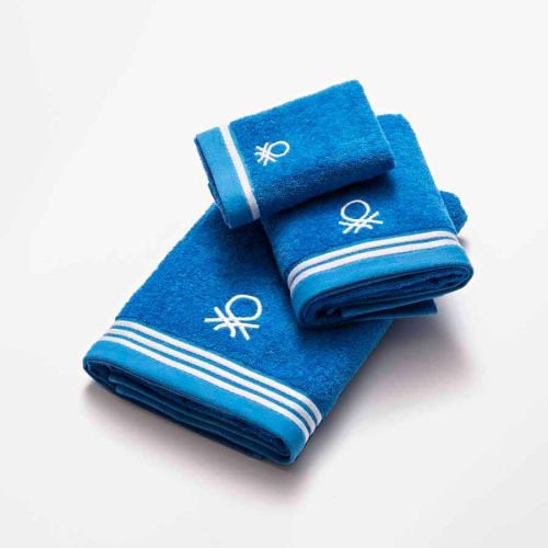 Комплект 3 кърпи за баня с лого Benetton Casa сини - 3