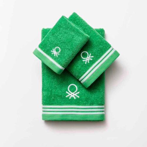 Комплект 3 кърпи за баня с лого Benetton Casa зелени - 2