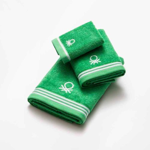 Комплект 3 кърпи за баня с лого Benetton Casa зелени - 1