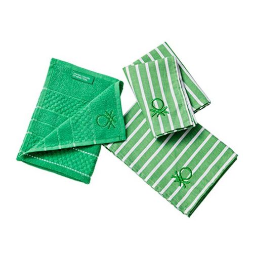 Комплект кухненски кърпи и хавлия Casa Benetton зелени - 1