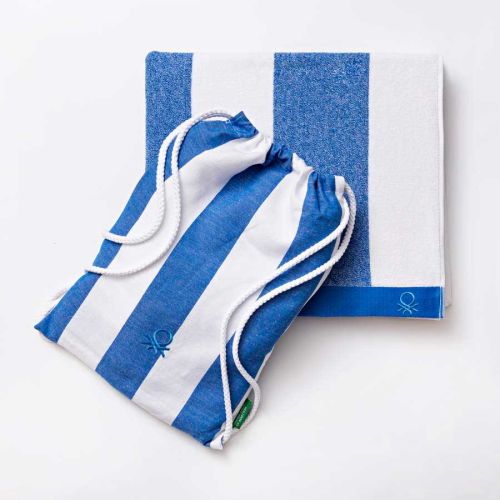 Комплект плажна кърпа и раница Benetton Casa Picnic 90х160 см синьо и бяло - 3