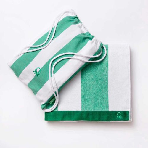 Комплект плажна кърпа и раница Benetton Casa Picnic 90х160 см зелено и бяло - 1